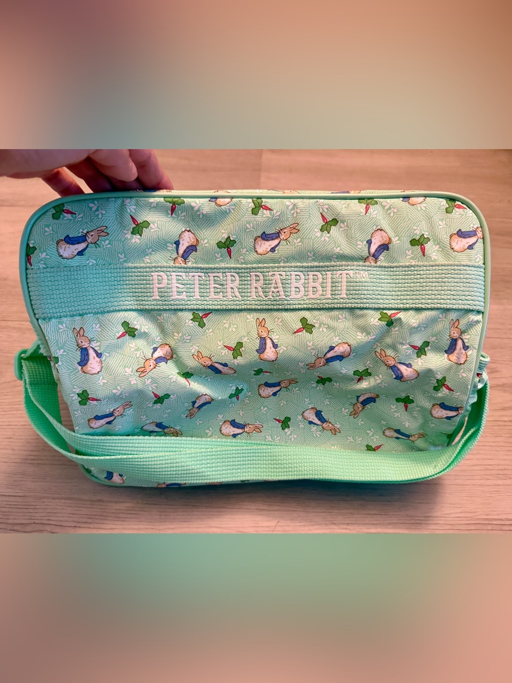 NWT VTG 12" x 10" Peter Rabbit Green Baby Diaper Bottle Bag Childrens Wet Dry